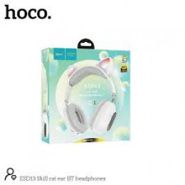 Наушники полноразмерные HOCO ESD13 (5.3 Bluetooth) белые (с ушками и подсветкой)