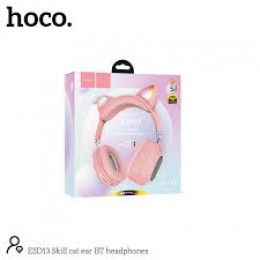 Наушники полноразмерные HOCO ESD13 (5.3 Bluetooth) розовые (с ушками и подсветкой)