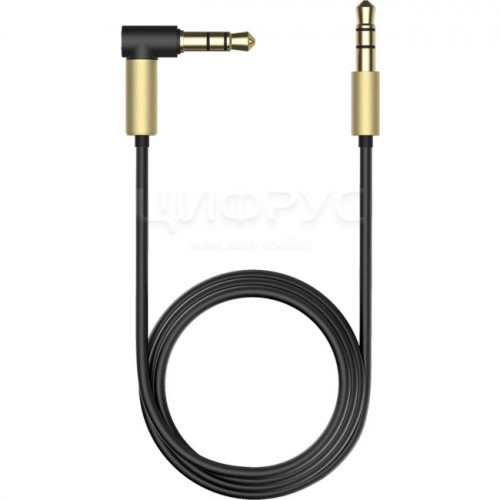 Кабель AUX Olmio 3.5(m)-3.5(m), 1.5м, угловой, черно-золотой