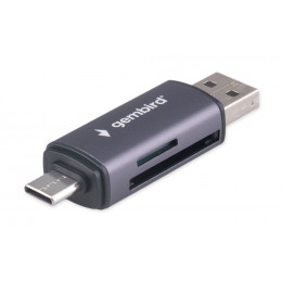 Картридер Type-C/USB (OTG) Gembird FD2-MSD-6 2в1: SD, TF (MicroSD), алюминий