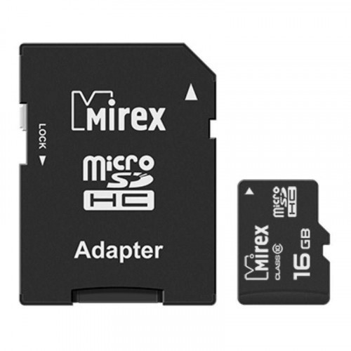 Карта памяти microSDHC с адаптером MIREX 16GB (class 10) 13613-AD10SD16