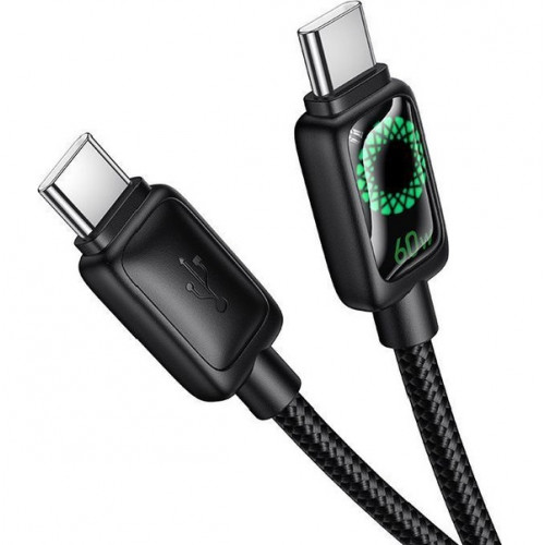 Кабель HOCO U146 Type-C - Type-C, 60W,1,2м,(RGB) Black