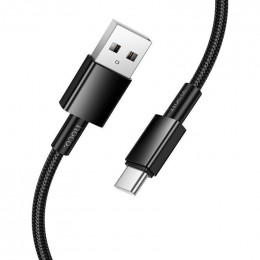 Кабель HOCO X119 USB - Type-C, 3A, 1м, black (в оплетке вязаный) 1/31