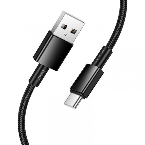 Кабель HOCO X119 USB - Type-C, 3A, 1м, black (в оплетке вязаный) 1/31