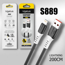Кабель Ugetus X82 Lightning, 3A, 2м, (Силиконовый), black (S889)