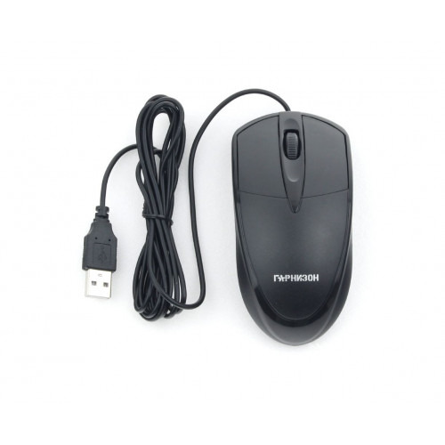 Мышь проводная Гарнизон GM-220XL, 3кн, 1000 DPI, 2м, черный, коробка