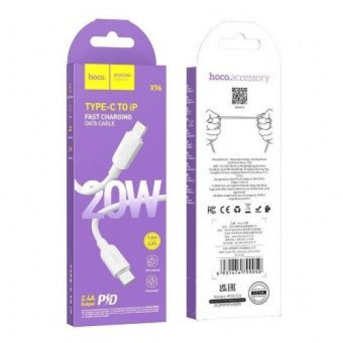 Кабель HOCO X96 Type-C(m) to Lighting(m) 1м , белый