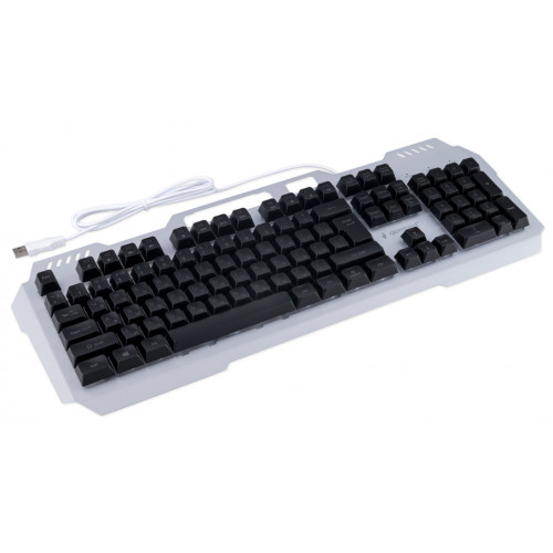 Клавиатура игровая проводная Gembird KB-G710M-S, 104кл, 12Fn, MultiRainbow, метал.корпус, 19кл anti-ghosting, 1.5м, серебристый/черный