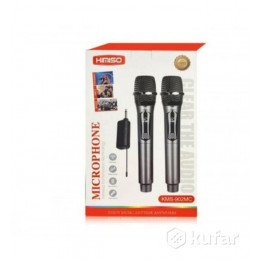 Микрофон KIMISO KMS-902MC (комплект 2шт)динамический беспров, серый(3*18650)