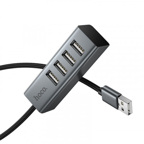Переходник хаб HOCO HB1C 4in1 adapter (Type-c to USB3.0*4) metal gray