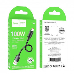 Кабель HOCO X96 USB - Type-C(m) , черный (0,25м, 100W)