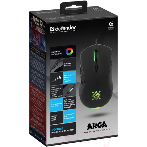 Опт. игровая мышь Defender GM-049 ARGA USB, черный