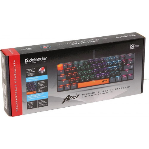 Клав-ра Defender механическая GK-002 APEX RU игровая USB 1.5м серый