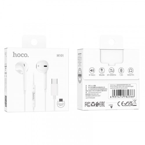 Наушники HOCO M101 Pro с микрофоном (Type-C), цвет белый