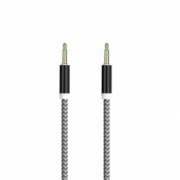 AUX кабель 3.5-3.5 мм (M-M), 1 м, нейлоновая оплетка, черный, Smartbuy