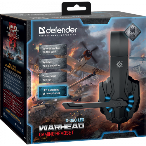 Игровая гарнитура Defender Warhead G-390 LED