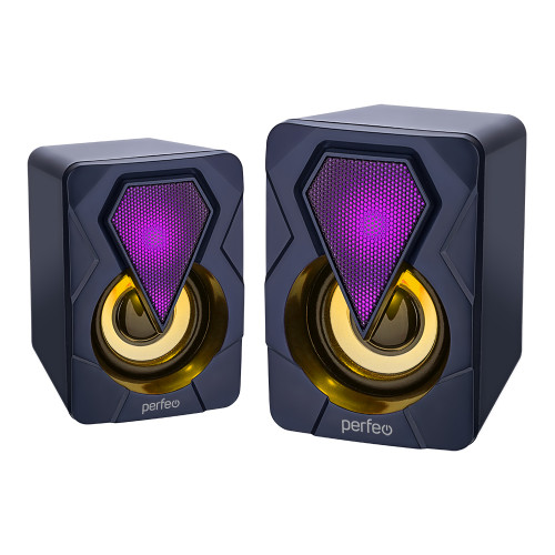 Perfeo «SHINE», колонки 2.0, мощность 2х3 Вт, чёрные, USB