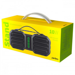Perfeo «STAND» FM, MP3 microSD, USB, AUX, мощность 10Вт, 2400mAh, черная/зеленая