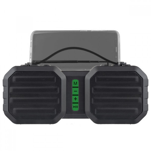Perfeo «STAND» FM, MP3 microSD, USB, AUX, мощность 10Вт, 2400mAh, черная/зеленая