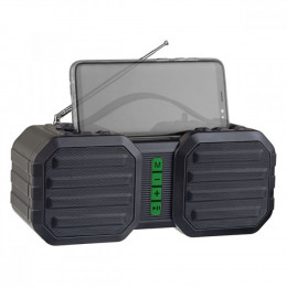 Perfeo «STAND» FM, MP3 microSD, USB, AUX, мощность 10Вт, 2400mAh, черная/зеленая