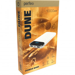 Perfeo Dune 10000mah/LED дисплей/In Type-C/Micro usb/Out Type-C 2.1А /USB 1 А, 2.1A/White