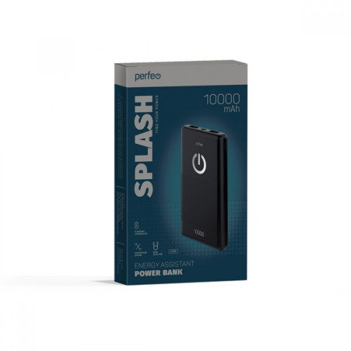 Perfeo Perfeo Powerbank 10000 mah + Micro usb /In Micro usb /Out USB 1 А, 2.1A/ Black