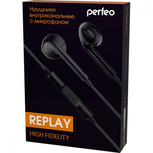 Perfeo Perfeo наушники внутриканальные c управлением звуком/микрофоном «REPLAY» черные (PF_A4635)