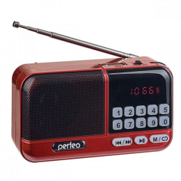 Perfeo Perfeo радиоприемник цифровой ASPEN FM+ 87.5-108МГц/ MP3/ питание USB или 18650 красный (i20) (PF_B4058)