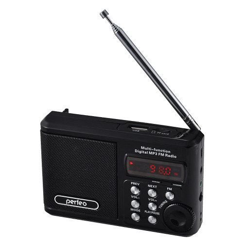 Perfeo Sound Ranger, УКВ+FM, MP3 (USB/TF), USB-audio, BL-5C 1000mAh, черный