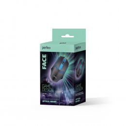 Perfeo «FACE», оптическая 3 кнопки, DPI 1000, USB, чёрная, GAME DESIGN, 7 цветная подсветка