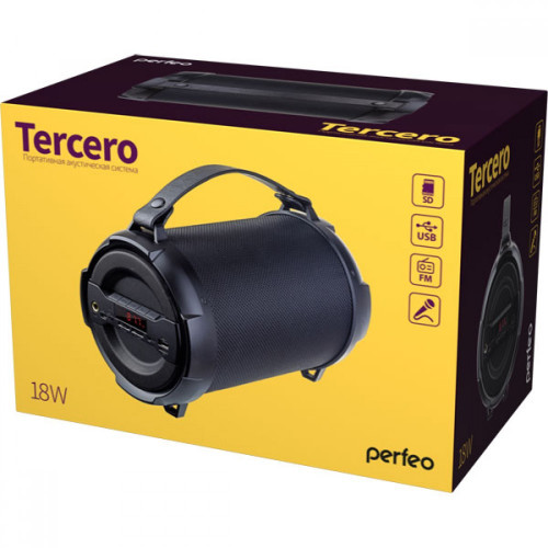 Perfeo «TERCERO» FM, MP3, microSD, USB, AUX, разъем 6,3мм мощность 18Вт, 3000mAh