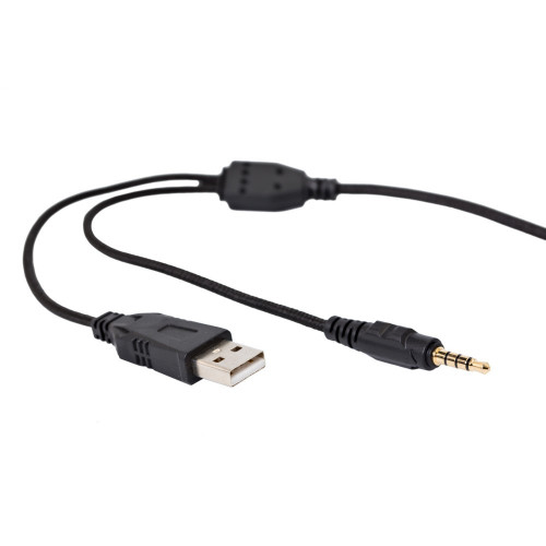 Perfeo ANDABATES черные 2,2 м, разъем 3,5 мм (4 pin) и USB (LED), переходник