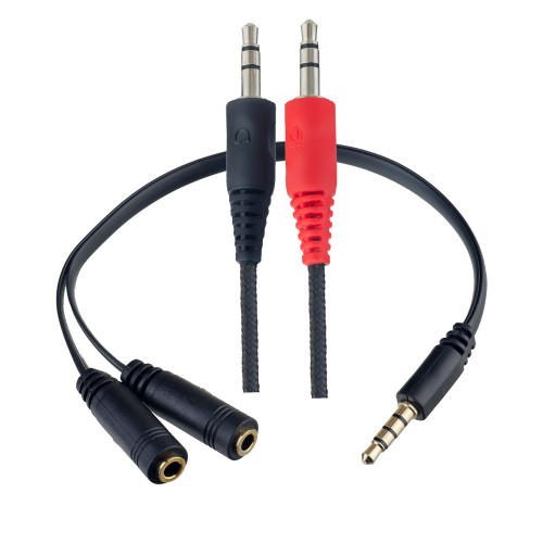 Perfeo LINK POWER черная с зелёным 2,0 м, разъем 2 x 3,5 мм (3 pin) + переходник