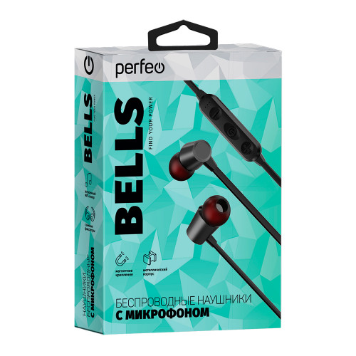 Perfeo Perfeo наушники внутриканальные с микрофоном беспроводные BELLS чёрные (PF_A4308)