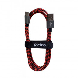 Perfeo Кабель USB2.0 A вилка - USB Type-C вилка, черно-красный U4901 U4902