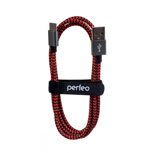 Perfeo Кабель USB2.0 A вилка - USB Type-C вилка, черно-красный U4901 U4902