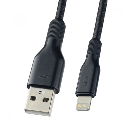 Perfeo Плоский мультимедийный кабель для iPhone, USB - 8 PIN (Lightning), силикон, черный, длина 1 м., бокс (I4318)