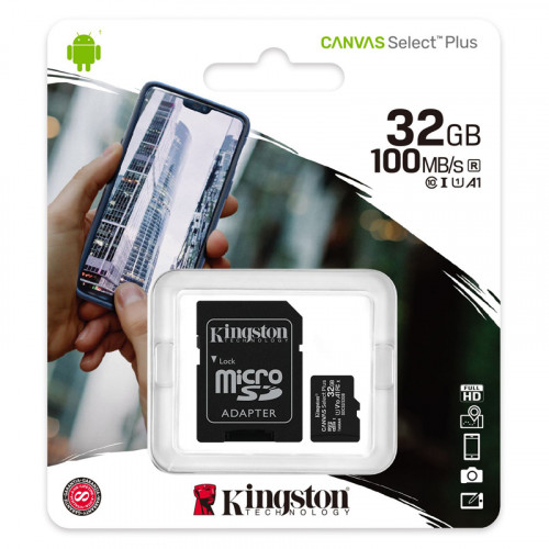 Карта памяти Kingston Canvas Select Plus microSDHC 32GB (с адаптером)