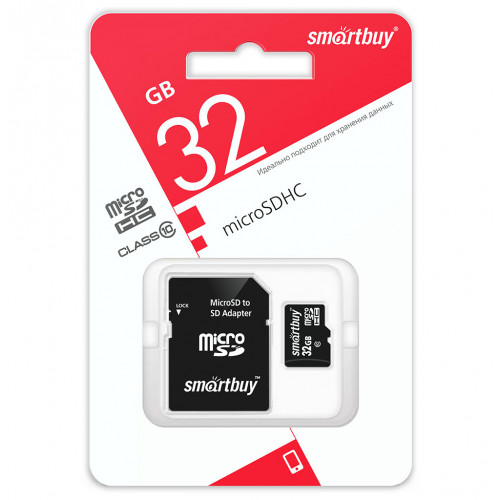 Карта памяти SmartBuy microSDHC SB32GBSDCL10-01_С 32GB (с адаптером)