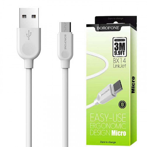 Кабель Borofone BX14 microUSB 1 м (белый)