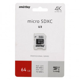 Карта памяти SmartBuy Professional microSDXC Class 10 64GB [SB64GBSDCL10U3-01]