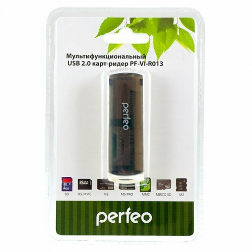 Perfeo Card Reader SD/MMC+Micro SD+MS+M2, (PF-VI-R013 Black) чёрный; страна ввоза-РОССИЯ