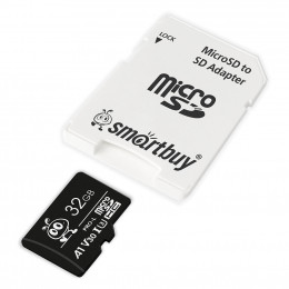 micro SDHC карта памяти Smart Buy 32GB Pro U3/A1/V30, 95/60 МБ/с [SB32GBSDCL10U3L-01] (с адаптером SD)