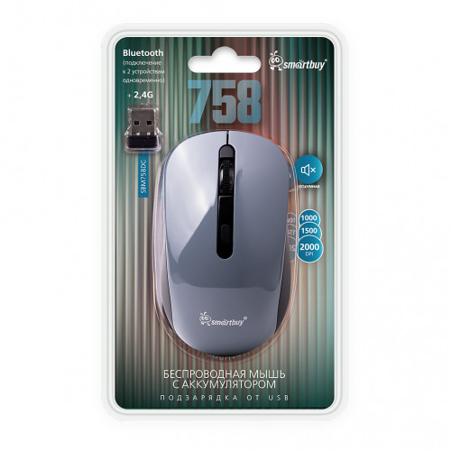 Опт. беспр. мышь SB X58 серый космик (SBM758DC) Dual BT+USB с зарядкой