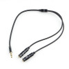 Кабель аудио Cablexpert CCAB-02-35MYHM-0.2MB. 3.5 джек 4pin(M)/2х 3.5 джек(F) наушники и микрофон, черный кабель розовые наконечники, 0.2м, блистер