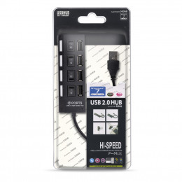 USB 2,0 хaб с выключателем 7204-B, 4 порта черный, Smartbuy