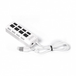 USB 2,0 хaб с выключателем 7204-W, 4 порта белый, Smartbuy