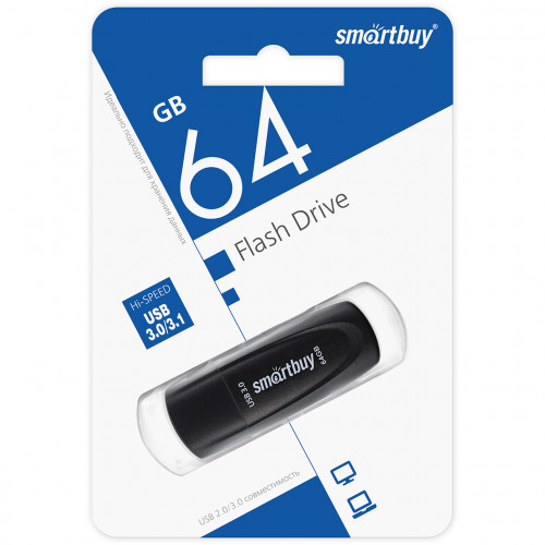 USB 3.1 флэш-диск Smartbuy Scoute Black 64Gb