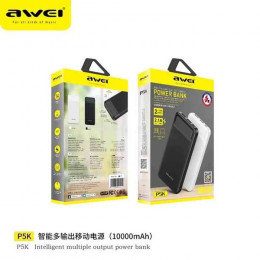 Внешний аккумулятор AWEI P5K 10000 mah (2*USB 2,1A) White