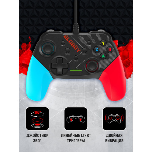 Геймпад A4Tech Bloody GP30 Sports черный/синий USB виброотдача обратная связь (GP30 SPORTS BLUE)